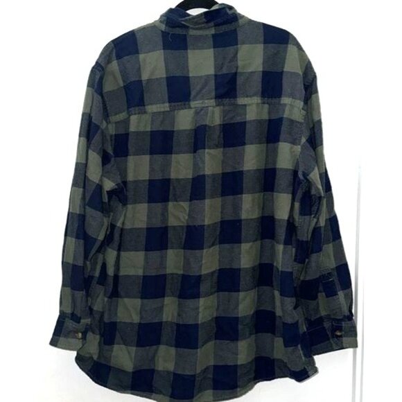 Field & Stream Mens 2XL Plaid Button-Up Long Sleeve Shirt Blue & Green - Picture 7 of 8